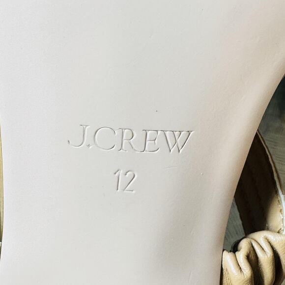 J CREW Sandals Womens 12 Beige Leather Mule Block Heel Square Toe Comfort Summer - Picture 11 of 12